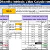 Dhandho method applied in Excel for stock intrinsic value calculation