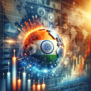 Dynamic Indian Stock Market Analysis Scene with Charts and Currency