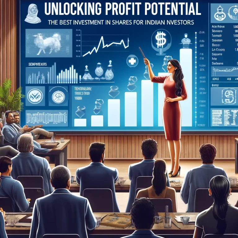 Image depicting Indian investors exploring investment opportunities in shares, with charts and graphs illustrating market trends.